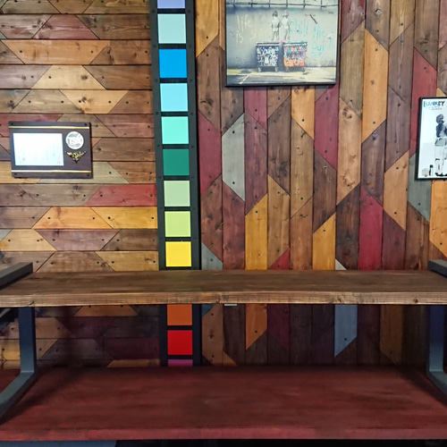 マットグレーでアイアンなお洒落ベンチ♪ 38×356×1832×400mm 組立式  