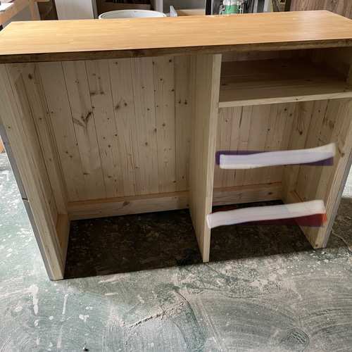 フラット】カウンター レジ アンティーク調(ウォルナット＋ホワイト