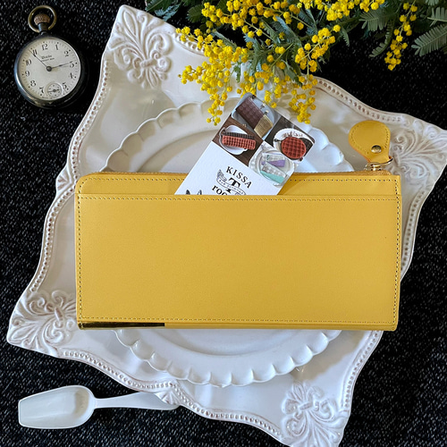 革のミモザ色チョコ長財布（金の包み紙） 長財布 trooms 通販 18189180