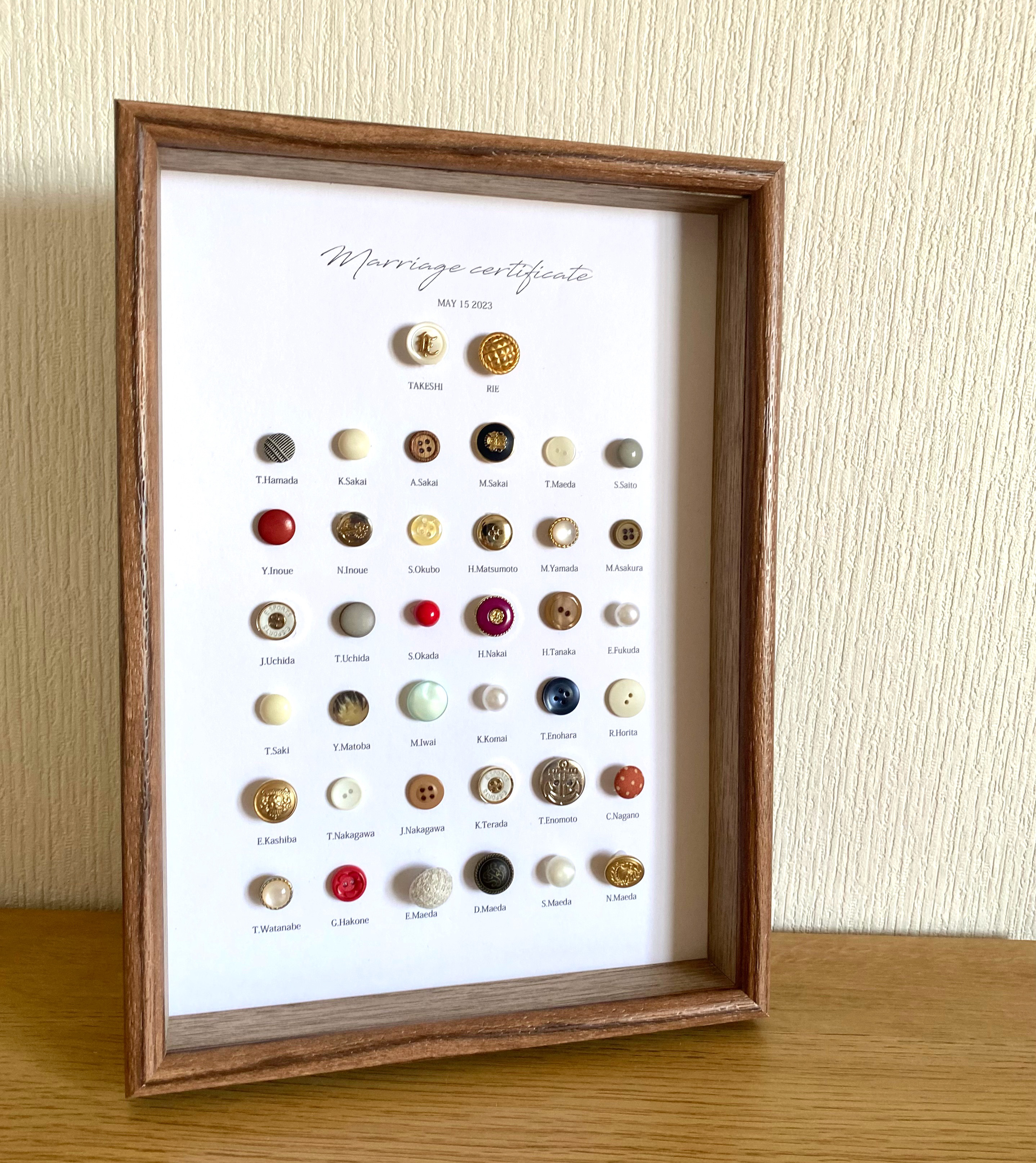 【ゲスト参加型】アンティークボタンの結婚証明書