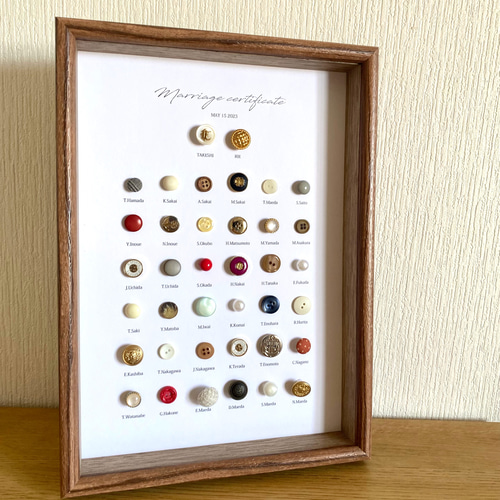 ゲスト参加型】アンティークボタンの結婚証明書 その他オーダーメイド