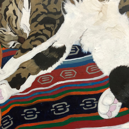 猫イラスト「寝っころがるグリコ」原画 イラスト 安部円子 通販