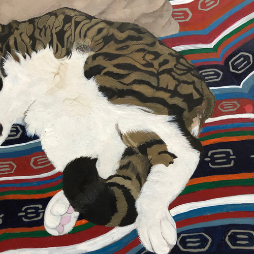 猫イラスト「寝っころがるグリコ」原画 イラスト 安部円子 通販