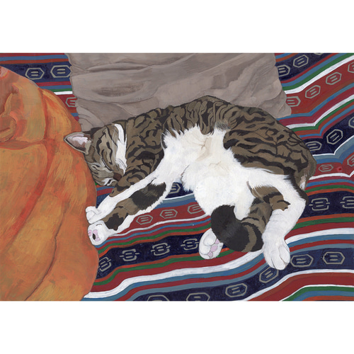 猫イラスト「寝っころがるグリコ」原画 イラスト 安部円子 通販
