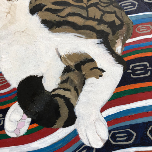 猫イラスト「寝っころがるグリコ」原画 イラスト 安部円子 通販