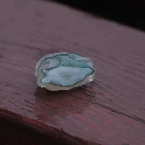 ゴビ石−1292 ゴビ瑪瑙 『貔貅』 彫刻 ブレスレット 男女兼用 緑  