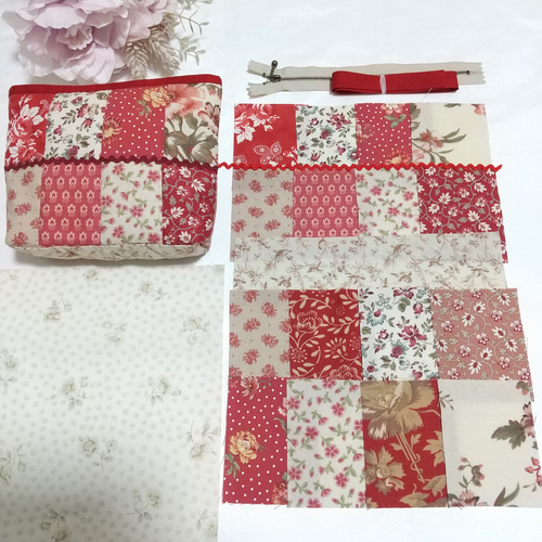 再販【作成キット】パッチワークキット キルトポーチ modaフレンチ