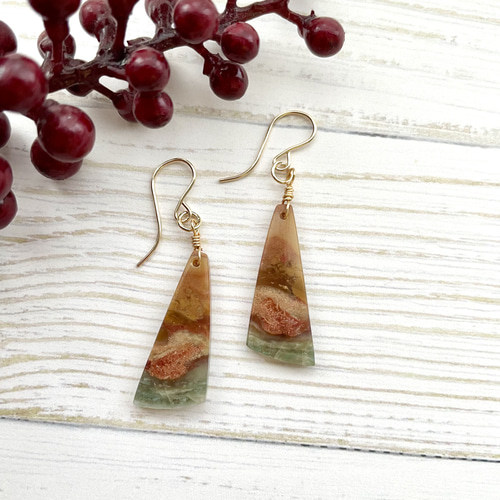 14kgf ペトリファイドウッドオパライズ ピアス