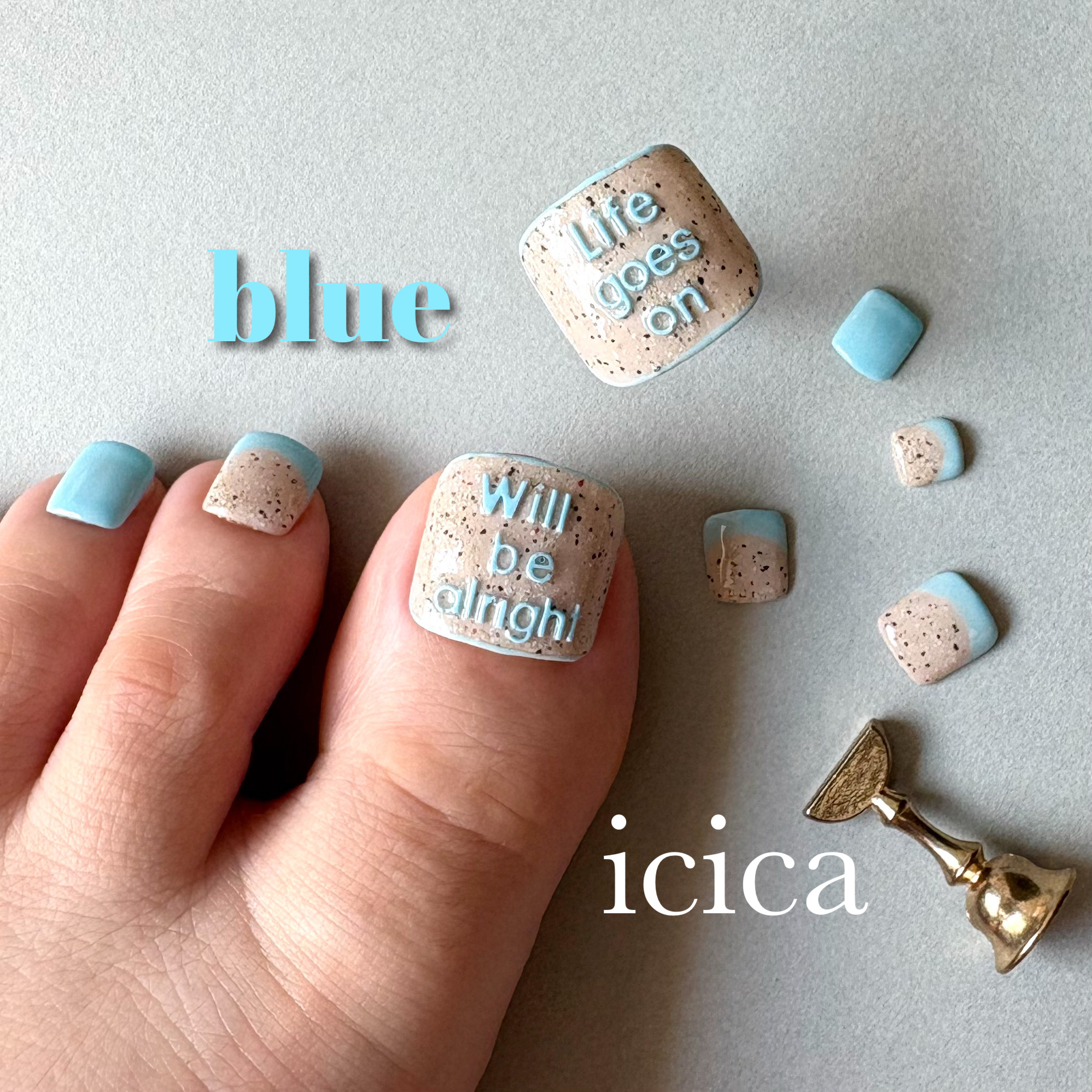 カラフルパステル　message for you フットネイル　ブルー