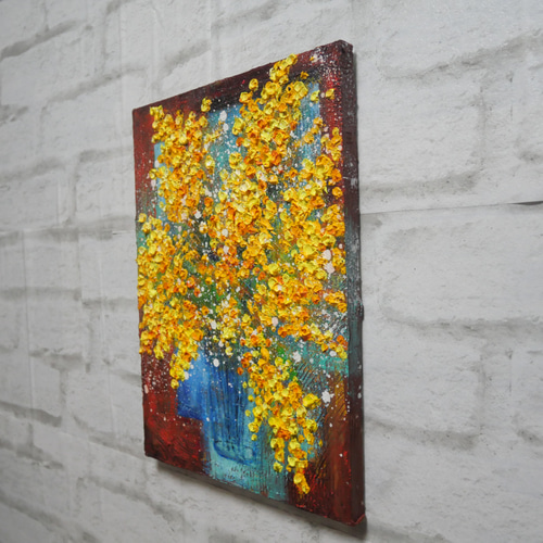 油絵 油彩 油彩画 絵画 絵 ミニ絵画【ミモザ】 油絵 ミニ絵画 【ミモザの港】 絵画 HR 通販 14065003｜Creema