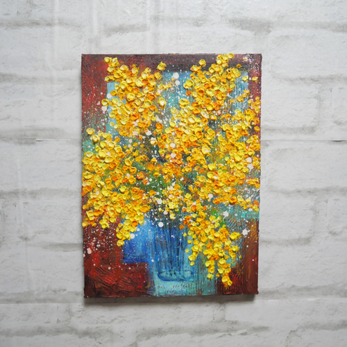 油絵 絵画 【ミモザの港町】 油絵 ミニ絵画 【ミモザの港】 絵画 HR 通販 14065003｜Creema
