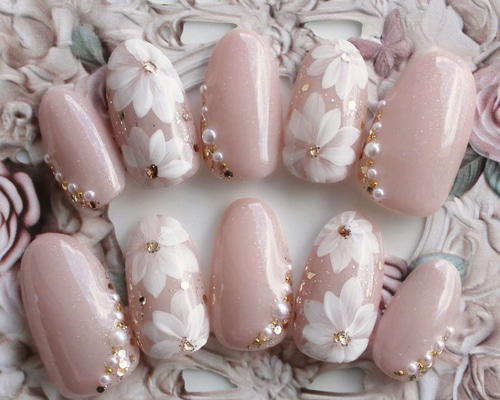 可愛いフラワーネイル ネイルチップ（つけ爪） yuki-nail Bridal