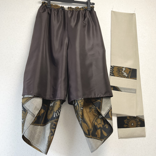 時代大島紬＊サルエルパンツ＋ストール＊裏地付き＊着物リメイク