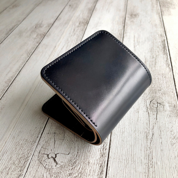 コードバン ネイビー 厚コバ コンパクト二つ折り財布 コードバン ネイビー 厚コバ コンパクト二つ折り財布 【公式通販】