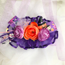 犬猫ハロウィンチョーカー≪紫フリルリボン≫ 写真撮影 トリミング