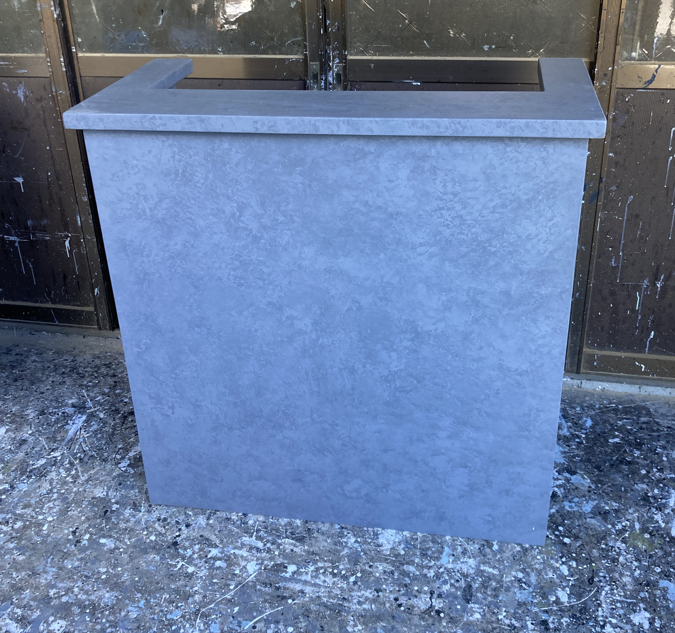 限定★【受注製作】グレーストーン柄☆石目★モルタル受付カウンターテーブル　レジカウンター★店舗☆ネイル　美容室