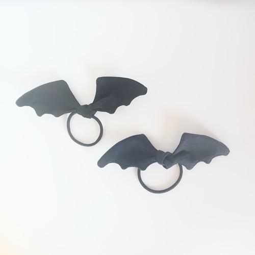 【限定各一点】No1459 ハンドメイドヘアゴム　コウモリ　ハロウィンのヘアゴム ハロウィン ヘアゴム コウモリリボン風 - TOMATO-PEACH'S