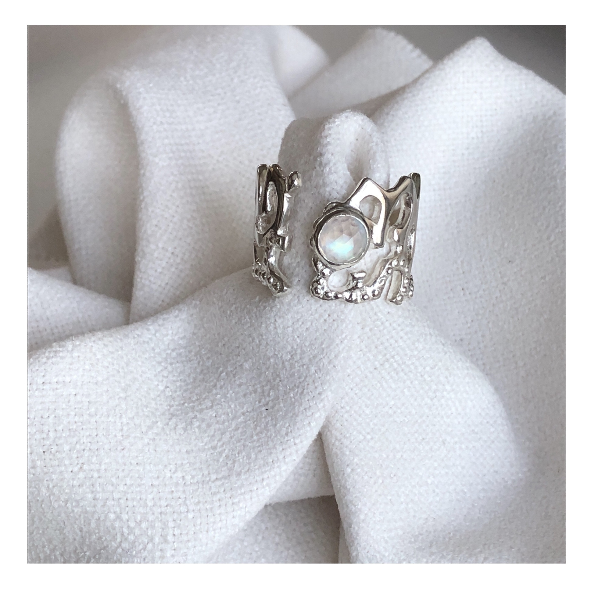 Silver925 リング　レインボームーンストーン【Aurora sky】