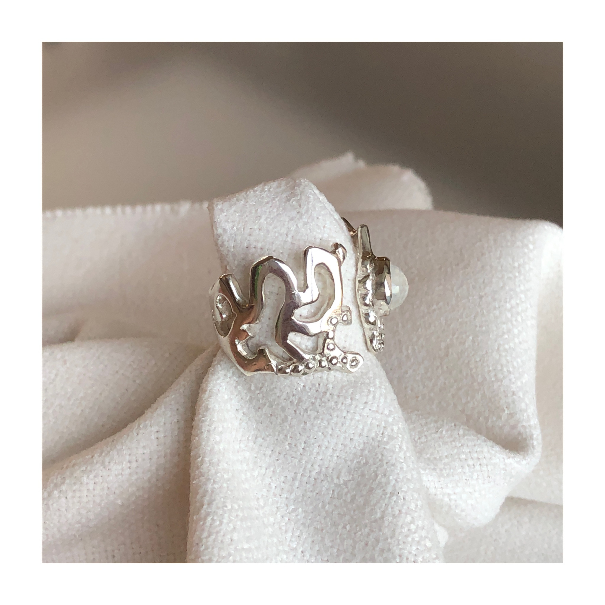 Silver925 リング　レインボームーンストーン【Aurora sky】