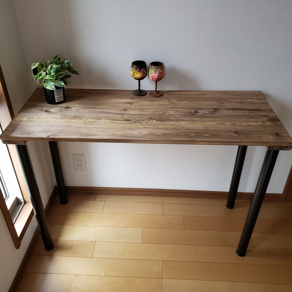 110✕36 カウンターテーブル ウォールナット 無垢材 アイアン脚 