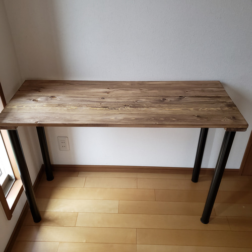 110✕36 カウンターテーブル ウォールナット 無垢材 アイアン脚 