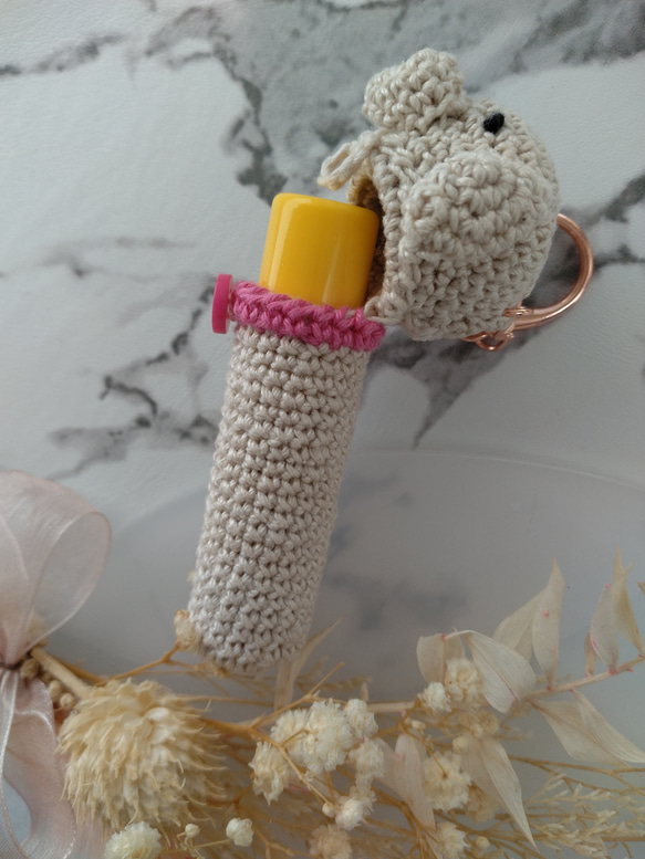 【送料無料】ラブちゃん（ベージュ）　リップケース バックチャーム 5枚目の画像