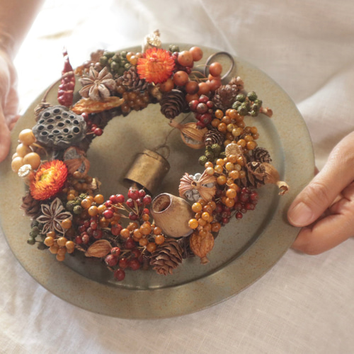 送料無料】Creema限定 木の実たっぷりハロウィンリース② 秋リース  