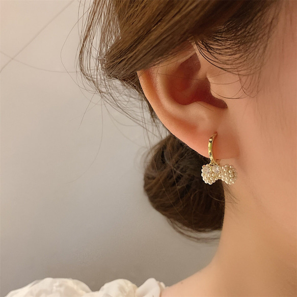 ピアス ゴールド パール 結婚式 ウェディング フープピアス ブライダル