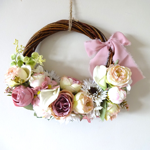 薔薇とカラーのリース 28cm 花摘みリース リース chloe misaki 通販