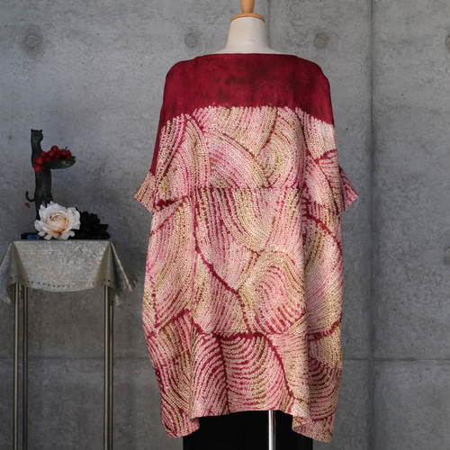 絞り ボックスチュニック フリーサイズ 着物リメイク チュニック