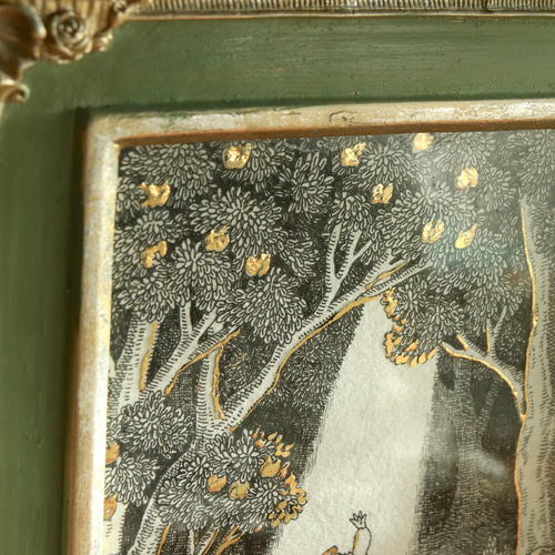 原画一点物】「木漏れ日のスポットライトでダンス」ペン画 森の風景画