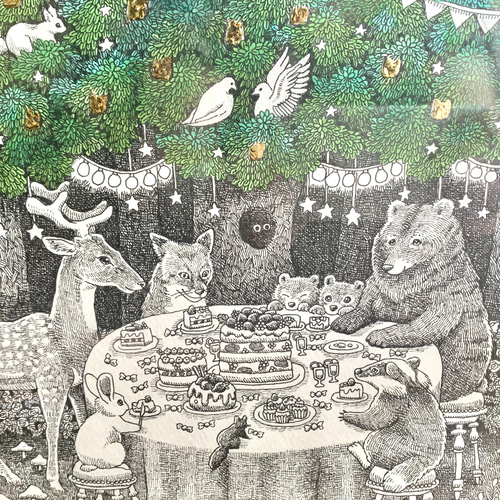 絵画。壁掛け絵原画手描き【楽しいビールパーティー】01