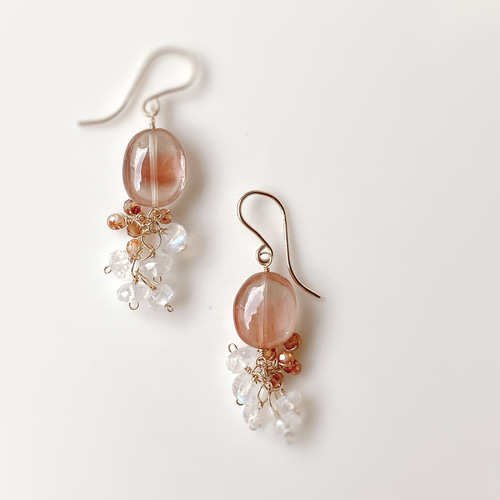 専用おまとめ✳︎オレゴンサンストーンのピアス他　14kgf　天然石ピアス 天然石＊1点のみ＊オレゴンサンストーンとブルームーンストーンの