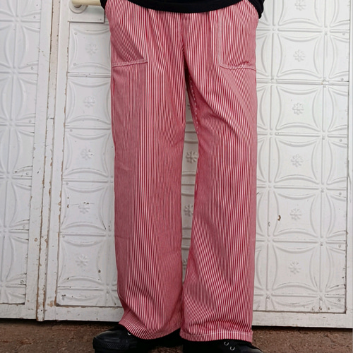 濃赤ヒッコリー♥ストレートデニムパンツ♥サルエルパンツにも変更でき