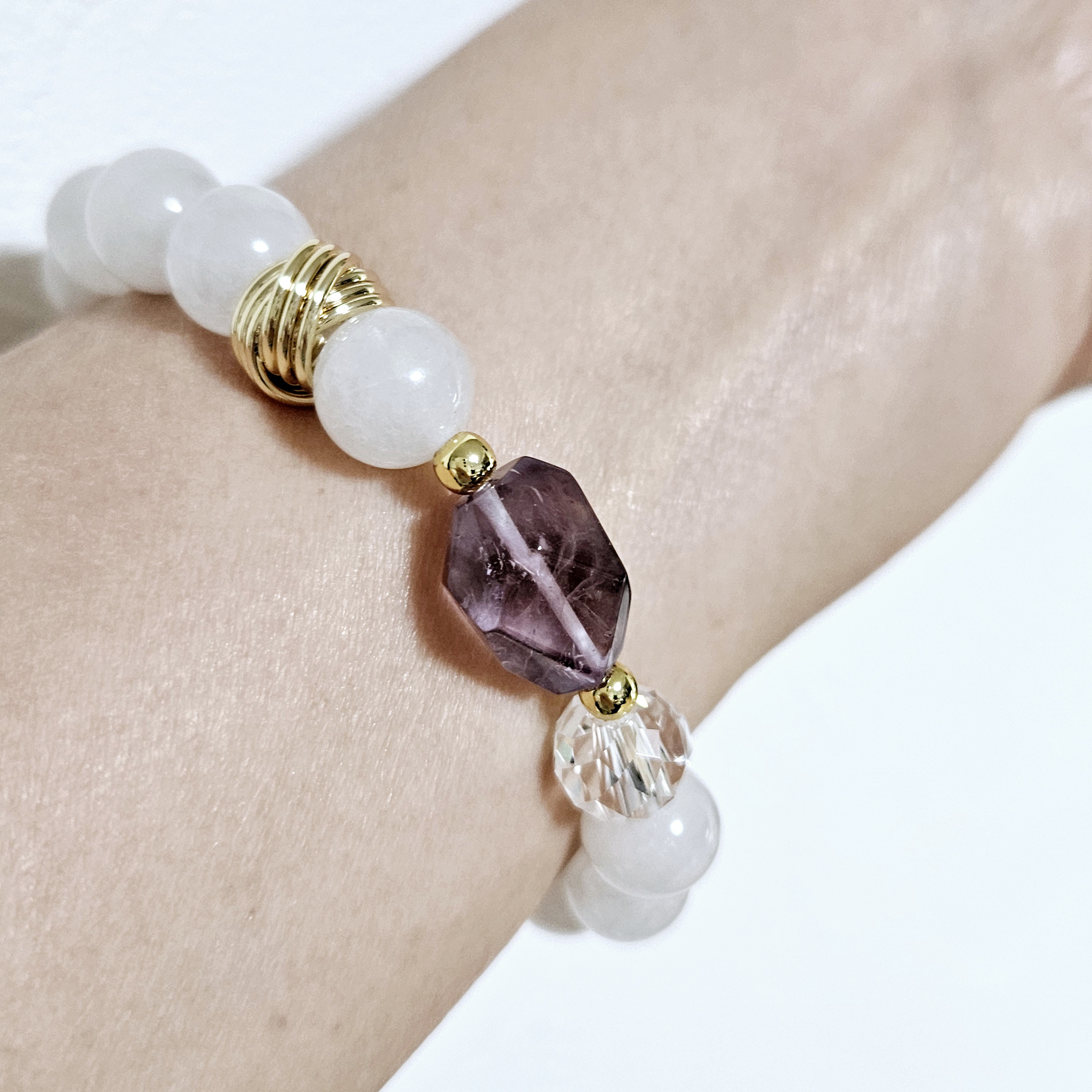 アメジストとアゼツライトのブレスレット