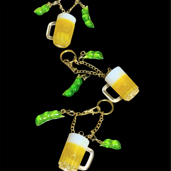 大きめビールと枝豆◇バッグチャーム その他アクセサリー ひろ 通販