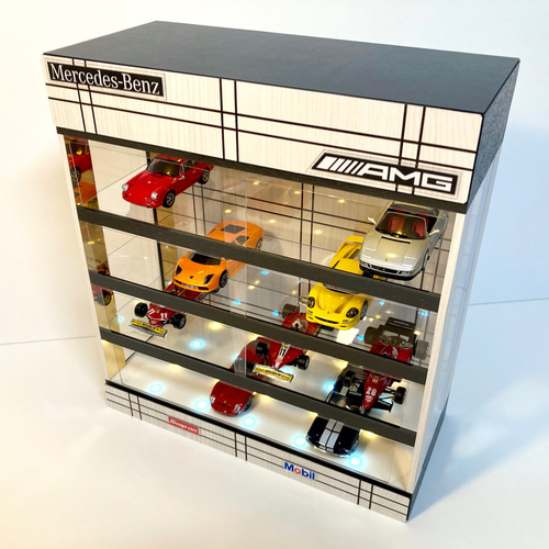 【格安saleスタート】 1/43展示24台可・WHウッド・4層式ディスプレーBOX / 2色LED30灯 ミニカー