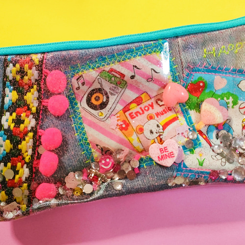 ネオンピンク シャカシャカペンケース ポーチ ペンケース fumi__diy  