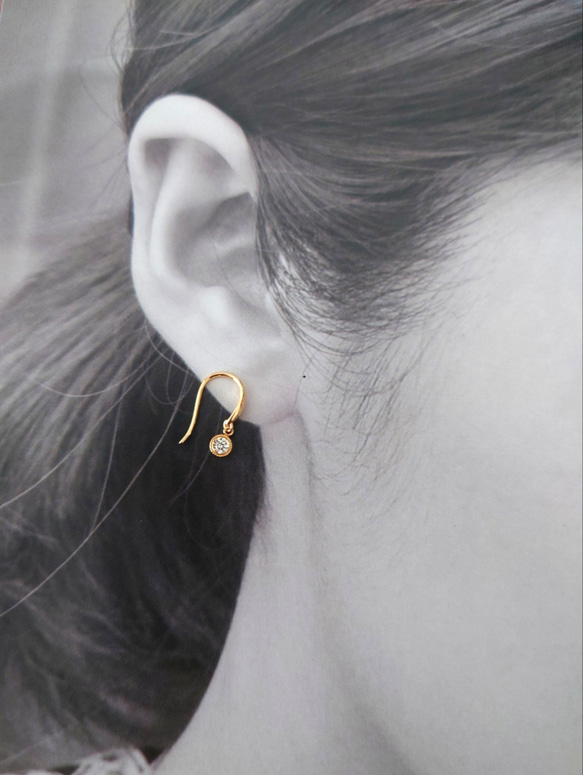 再販可】K18YG ダイヤモンド アメリカンピアス フックピアス