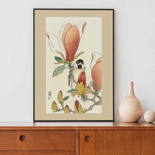 和モダンポスター、木蓮、文鳥、小原古邨、日本画、様々なインテリア