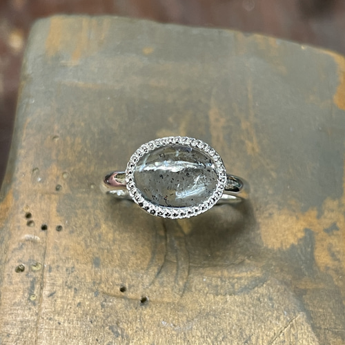 ハートモチーフビンテージシルバーリング アクアマリン　SILVER925 約8号 リング 指輪 アクアマリン シルバー925 3月誕生石 プレゼント