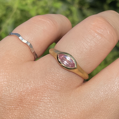 ミルキーピンクスピネル　リング　ミルキーピンクスピネル　指輪 K18YG ミルキーピンクスピネルハートシェイプネックレス SP 1.16ct
