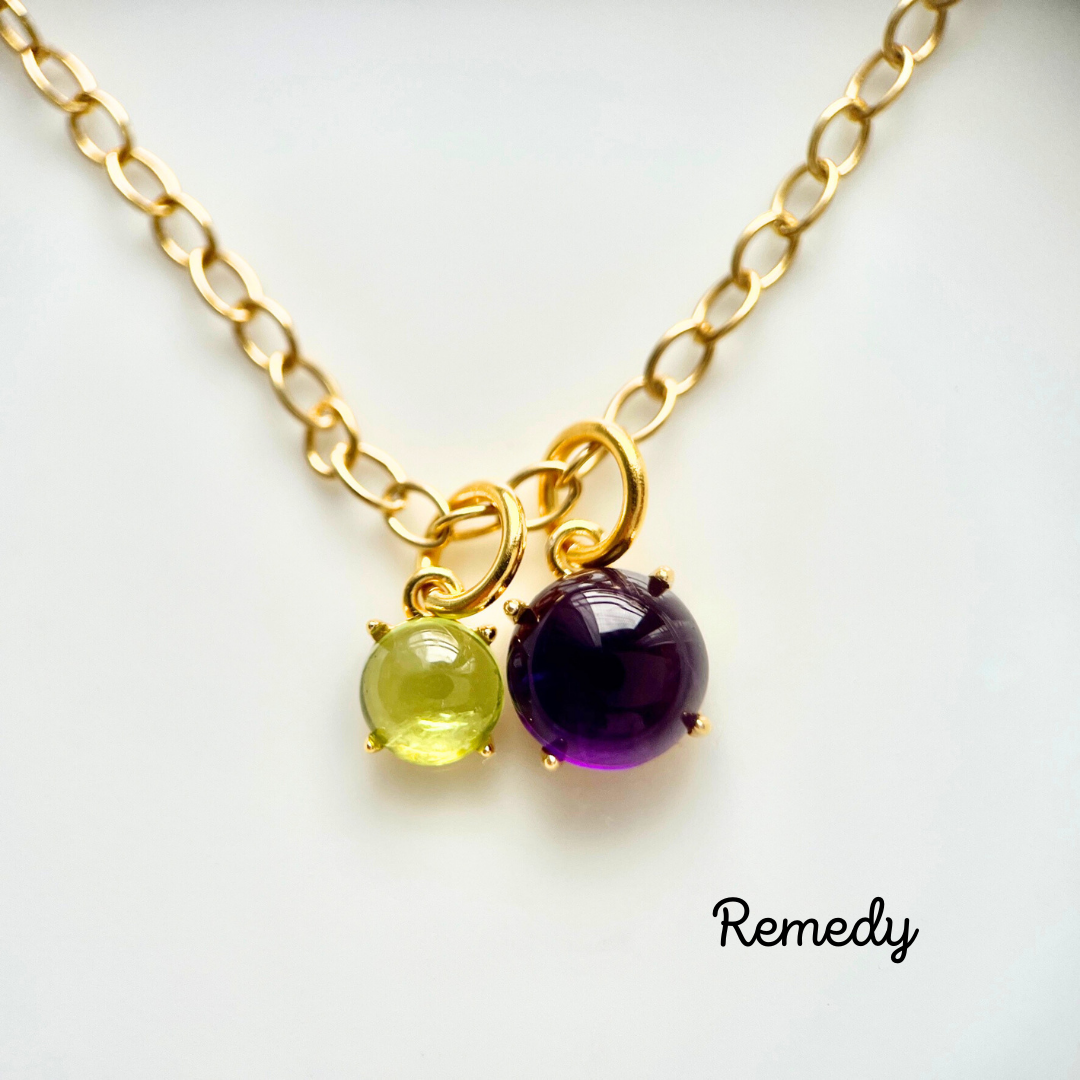 アメジストとペリドットのペンダント〜silver925/18KGP/2月誕生石・8月誕生石