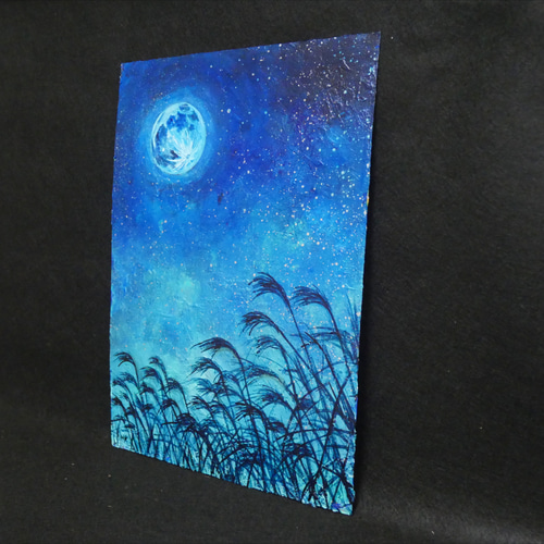油絵 油彩 油彩画 絵 絵画【青のお月見】 絵画 HR 通販 18192558