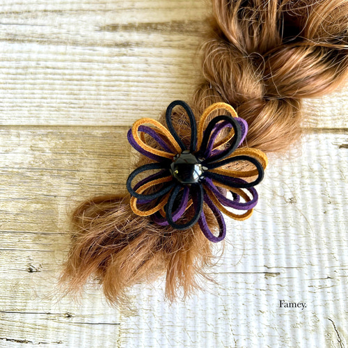 シュシュ ヘアゴム ブラック/ボルドー/パープル おしゃれシュシュの