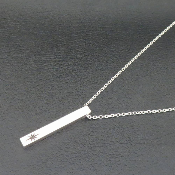 太陽ネックレス シルバー925 【刻印無料】 太陽 サン ネックレス ペンダント バー 棒 シルバーアクセサリー メンズ 5枚目の画像