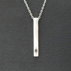 太陽ネックレス シルバー925 【刻印無料】 太陽 サン ネックレス ペンダント バー 棒 シルバーアクセサリー メンズ 2枚目の画像