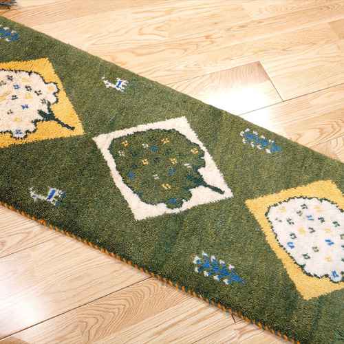 ペルシャ ギャッベ ミニランナー 114x40cm 生命の木 ほっこりした木 