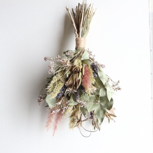 創作スワッグ　秋冬の森　実物いっぱい 創作スワッグ 実りの秋フウセントウワタ スワッグ