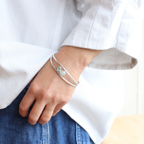 糸魚川ヒスイ シルバー925 バングル 国産翡翠 □送料無料□ バングル